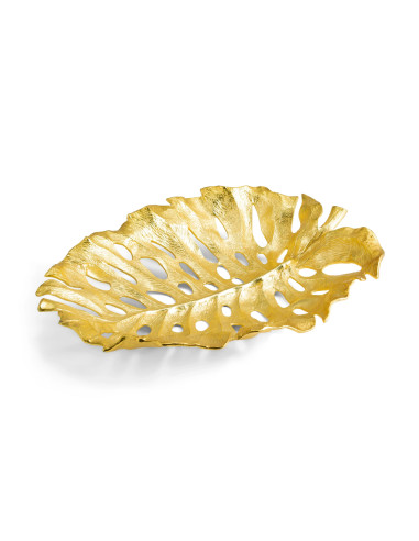 两对镀金有机雕塑金属 monstera 叶碗