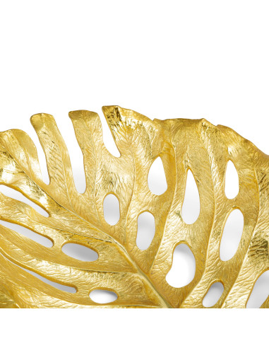 两对镀金有机雕塑金属 monstera 叶碗