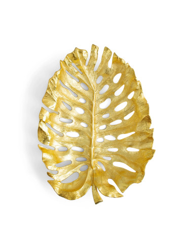 两对镀金有机雕塑金属 monstera 叶碗