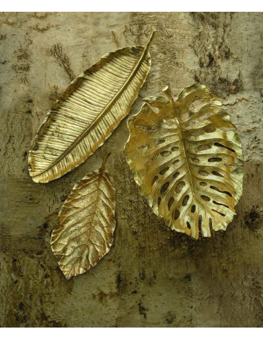 两对镀金有机雕塑金属 monstera 叶碗