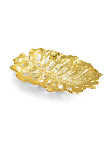 两对镀金有机雕塑金属 monstera 叶碗