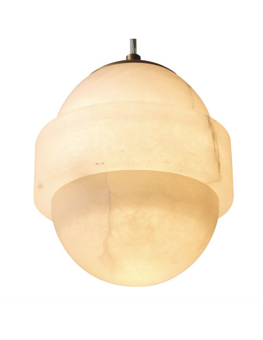 Lustre em latão antigo e alabastro,...