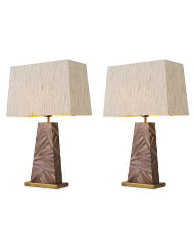 Paire de lampes de table marqueterie...