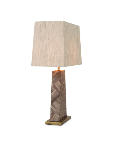 Paar bruin stro marqueterie tafellampen
