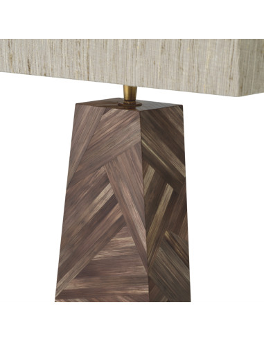 Paar bruin stro marqueterie tafellampen