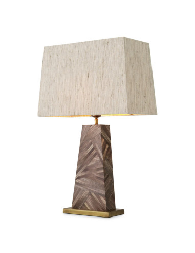 Paar bruin stro marqueterie tafellampen