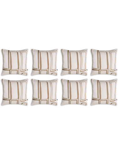 Set di otto cuscini bianchi e beige