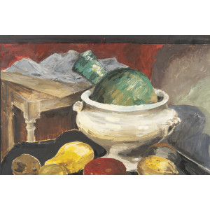 油画，画布上绘有静物，未署名，20世纪。 2