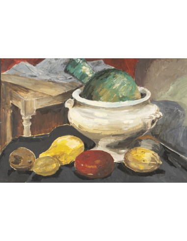 油画，画布上绘有静物，未署名，20世纪。