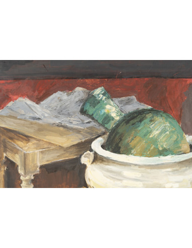 油画，画布上绘有静物，未署名，20世纪。