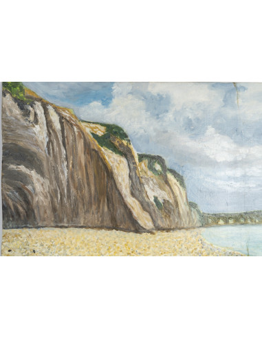 迪耶普的悬崖，油画（画于纸板上），未署名，20世纪。