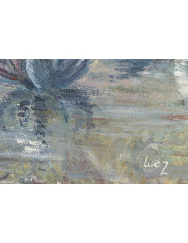 埃维琳·吕兹（Evelyne Luez）创作的描绘睡莲的油画，20世纪。
