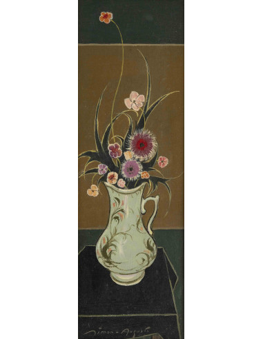 西蒙-奥古斯特创作的油画，描绘一束鲜花，20世纪初。