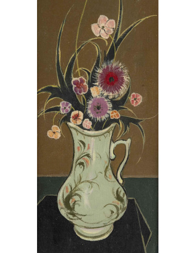 西蒙-奥古斯特创作的油画，描绘一束鲜花，20世纪初。