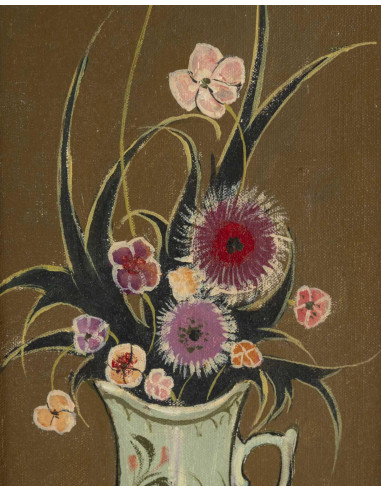 西蒙-奥古斯特创作的油画，描绘一束鲜花，20世纪初。