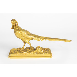 Socha bažanta z pozlaceného...