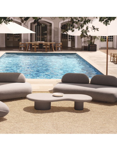 Garten-Couchtisch aus grauem Beton,...