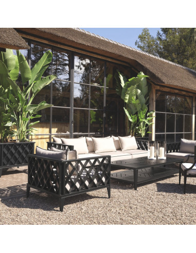 Contemporary-style rectangular black...