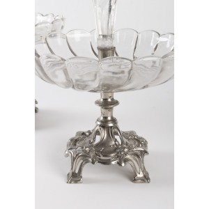 Pair of Bouquetières in Silver Metal and Crystal, Art Nouveau, 1910 2