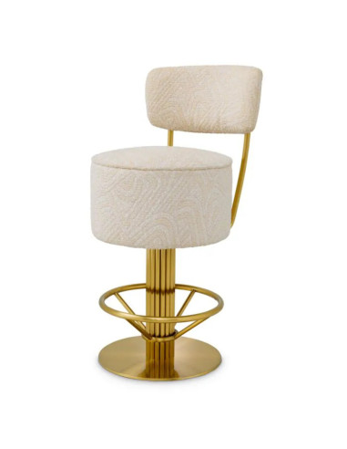 Brass bar stool with cream...