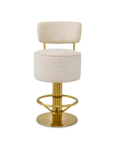 Brass bar stool with cream...