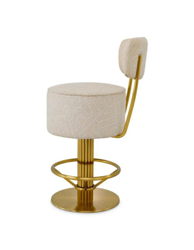 Brass bar stool with cream...