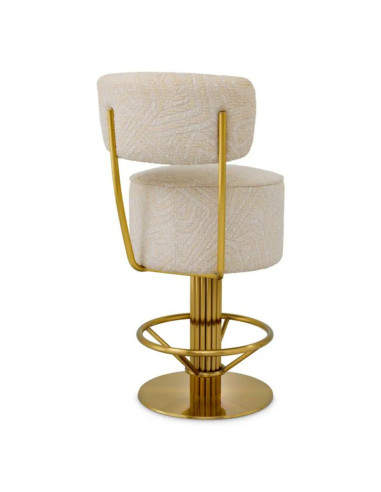 Brass bar stool with cream...
