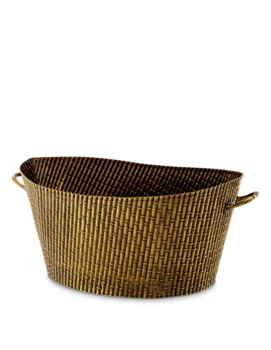 Metal wine cooler with a brass finish