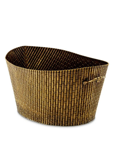 Metal wine cooler with a brass finish