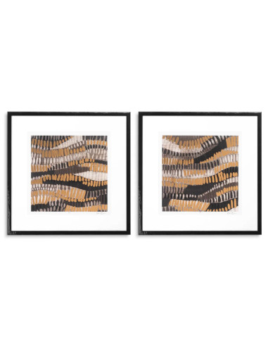 Set of framed metal prints, modern...
