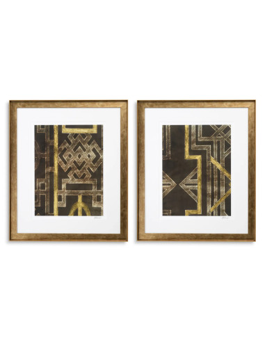 Set of gilded latticework prints,...