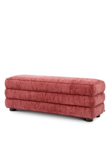 Upholstered bench in burgundy fabric