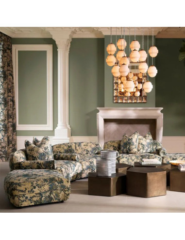 Green fabric modular sofa, centre...