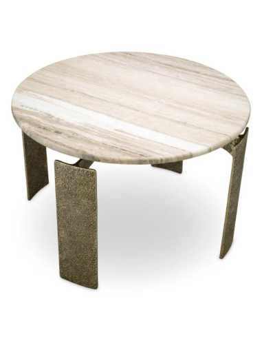 Ronde eettafel van beige marmer met...