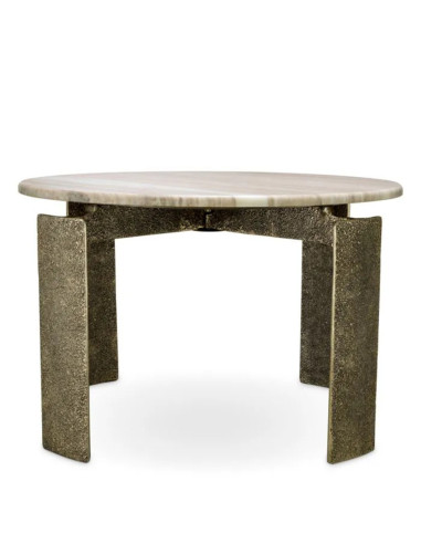 Ronde eettafel van beige marmer met...