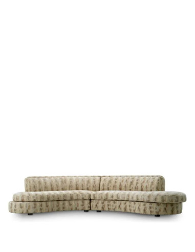 Large circular sofa in sand-colored...