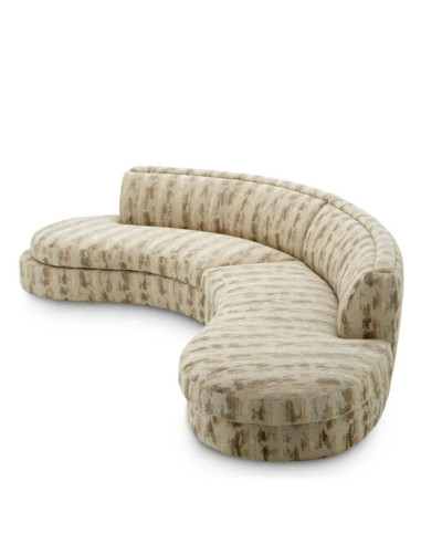 Large circular sofa in sand-coloured...