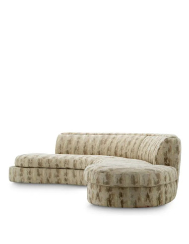 Large circular sofa in sand-colored...