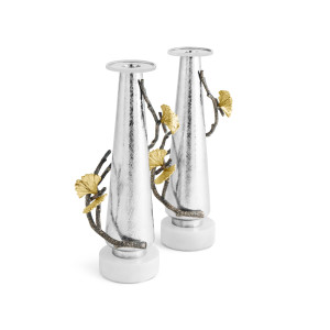 Set of 4 gold metal ginkgo... 2