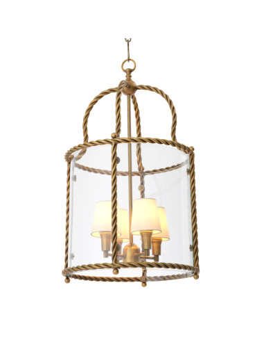 Hanglamp van verouderd messing en...