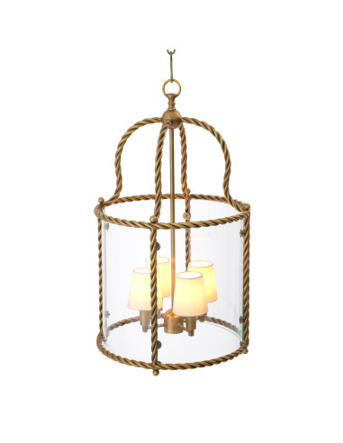 Hanglamp van verouderd messing en...