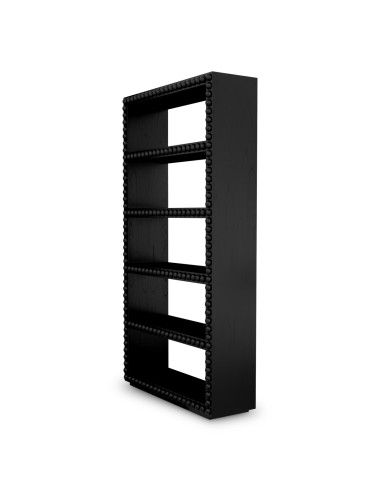 Black solid wood cabinet with carved...
