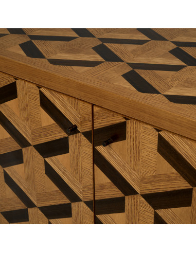 Commode van eikenfineer met inlegwerk