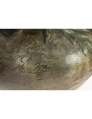一对锡镍合金花瓶，署名“LouisAuguste Moreau...