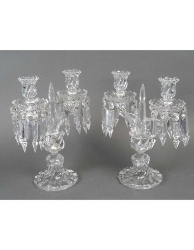 巴卡拉（Baccarat）品牌的一对烛台，20世纪初，拿破仑三世风格。