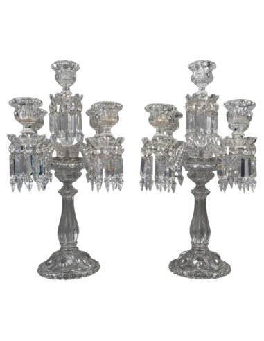 一对重要的巴卡拉（Baccarat）枝形吊灯，19世纪拿破仑三世时期作品，...