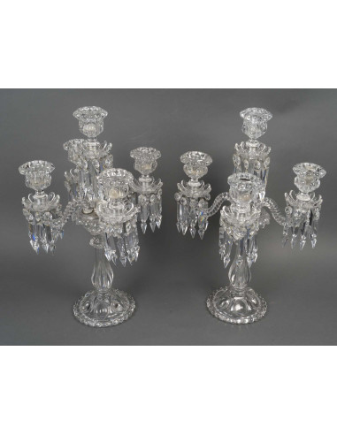 一对重要的巴卡拉（Baccarat）枝形吊灯，19世纪拿破仑三世时期作品，...