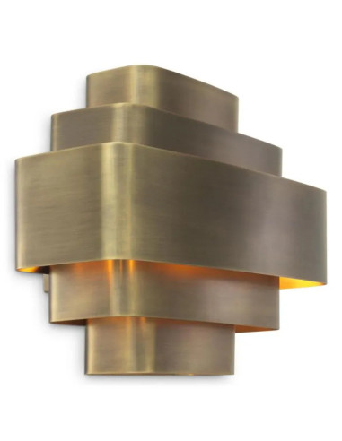 Brass-finished metal wall light with...