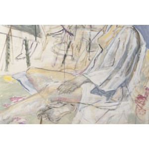一幅描绘模特的大型水彩画，绘于纸上，20世纪。 2
