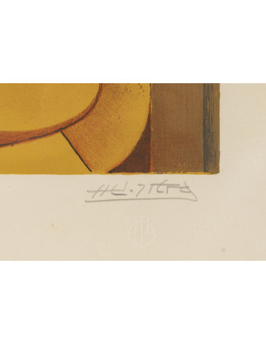 带玻璃框的原版石版画，尺寸35/50，作者何塞·埃雷拉，附签名，1970-...